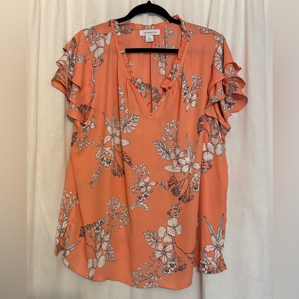 Liz Claiborne Floral Coral Blouse